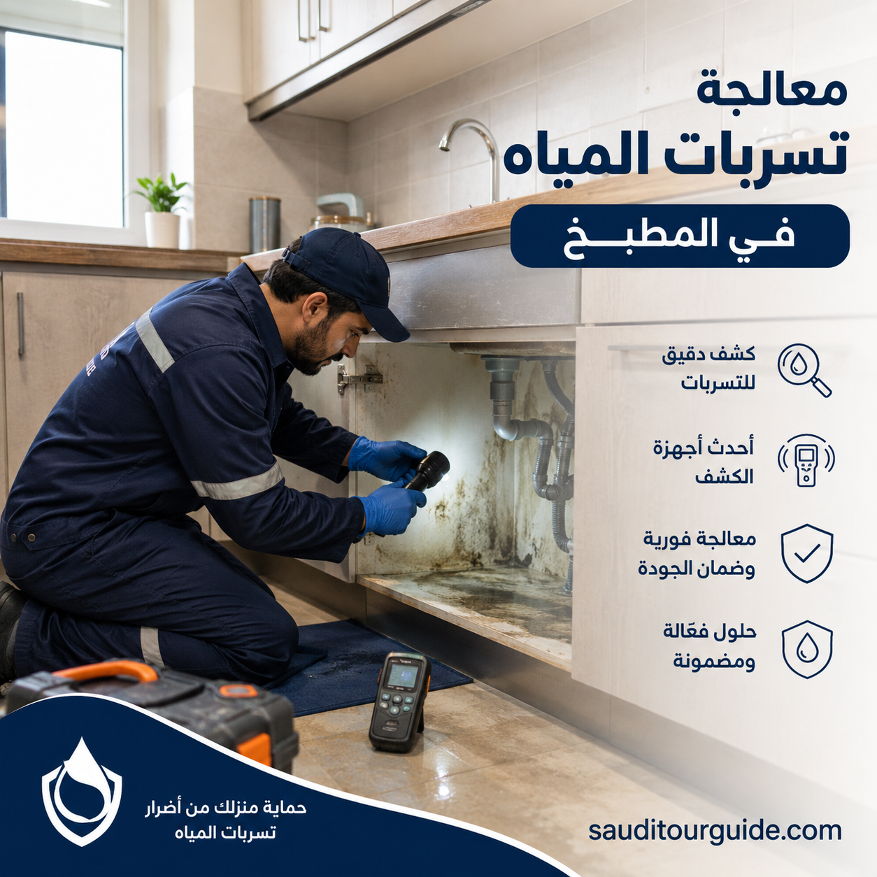 معالجة تسربات المياه في المطبخ