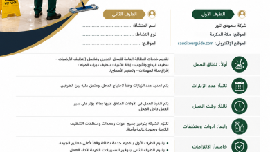 عقد نظافة محل تجاري مكة
